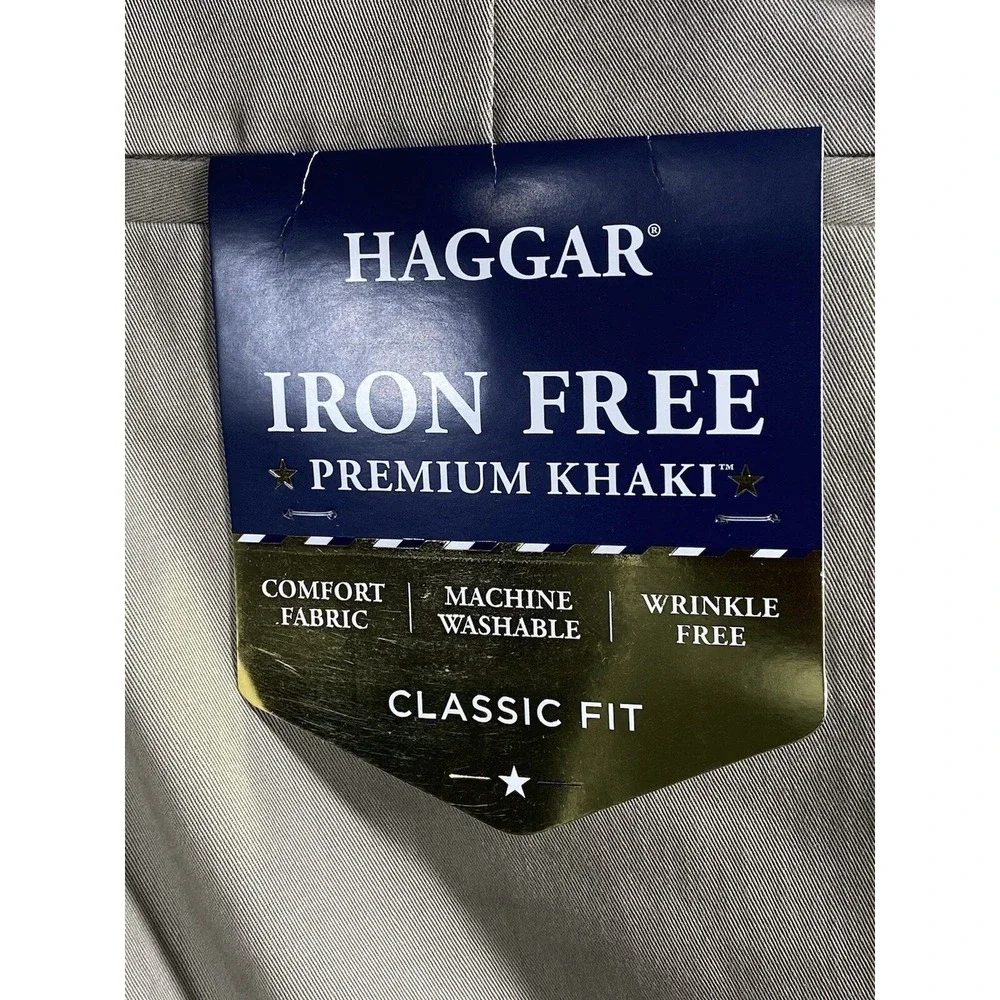 Haggar‎ Big & Tall Iron Free Premium Khaki Classic Fit Flat Front Pants Sz 44x29